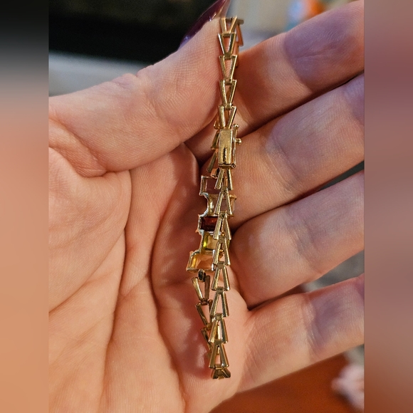 14k gemstone bracelet! Genuine citrine, peridot, garnet, blue topaz, and amethys - Picture 6 of 13